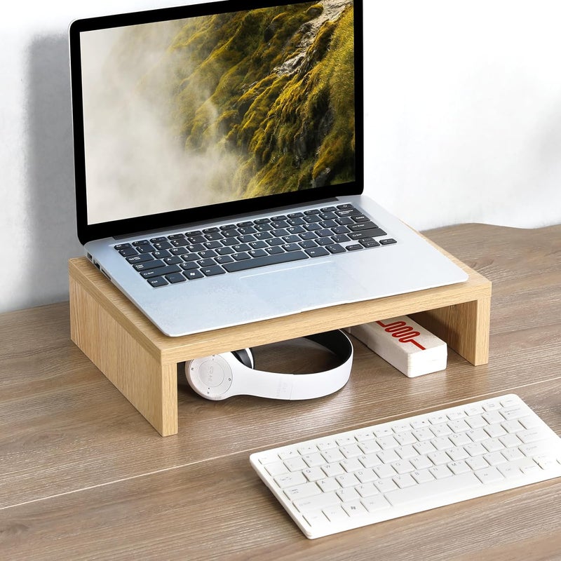 TEAMIX 14.2 inch Monitor Stand Riser, Wood Monitor Riser with Storage for Desk Small Monitor Stand TV/Screen/PC/Laptop Riser Computer Stand Desktop Shelf (Maple-14.2 inch) - Image 5